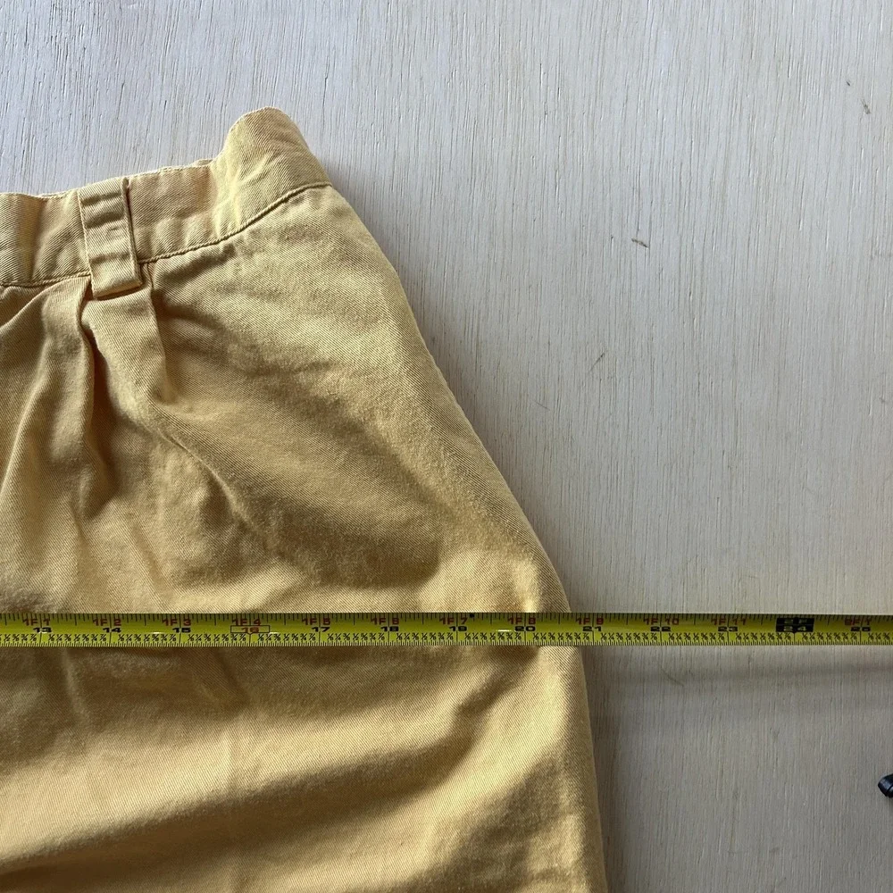 Vintage Yellow Twill Pleated SKwear Shorts Womens 10 Elastic Waist 8 Inseam
